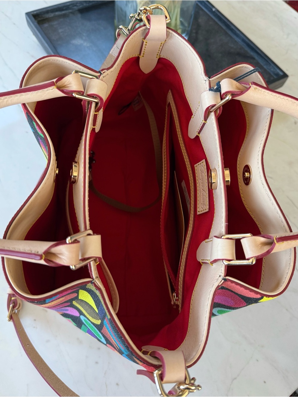 New Dooney & Bourke Art Deco Brenna Cotton/Leather Bag - Picture 13 of 16
